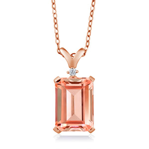 Nano Morganite - October_Pendant in 925 Rose Gold Plated Silver