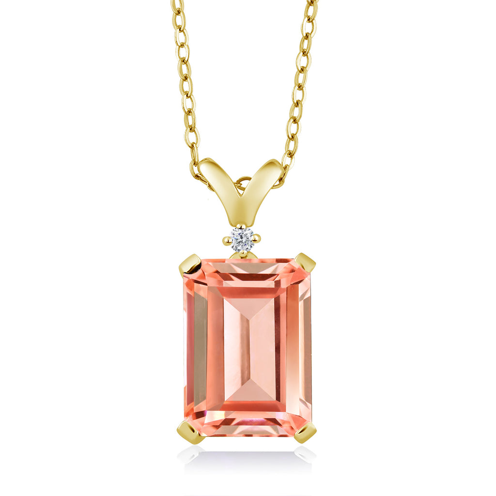 Nano Morganite - October_Pendant in 925 Yellow Gold Plated Silver