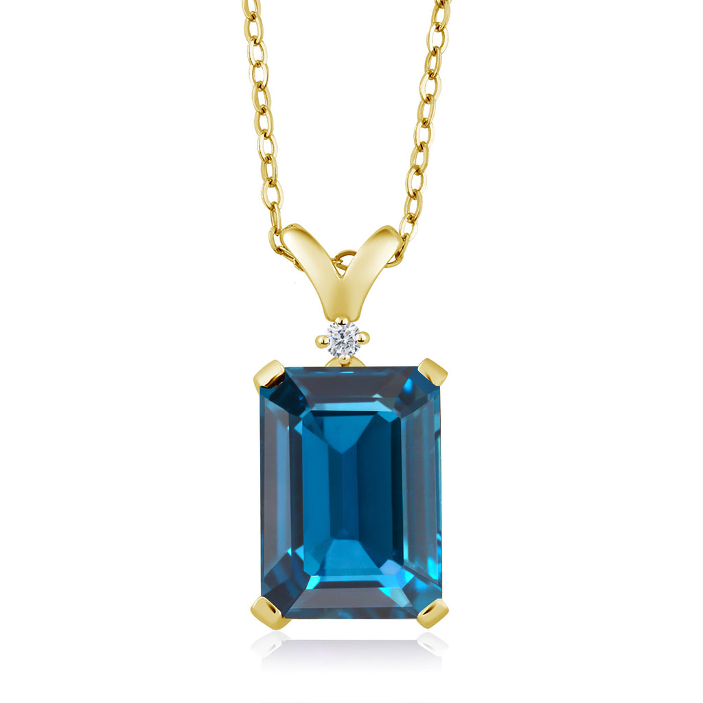 London Blue Topaz - November_Pendant in 925 Yellow Gold Plated Silver