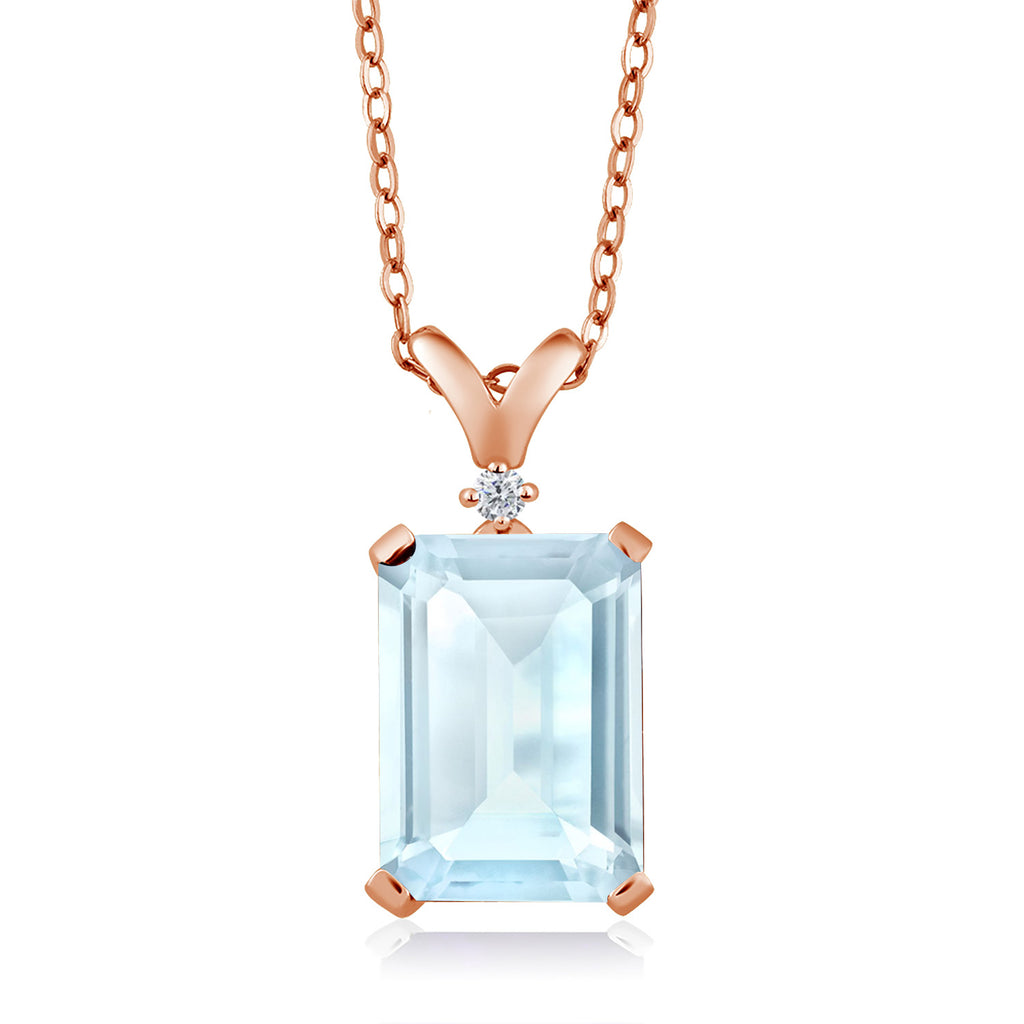 Sky Blue Topaz - November_Pendant in 925 Rose Gold Plated Silver