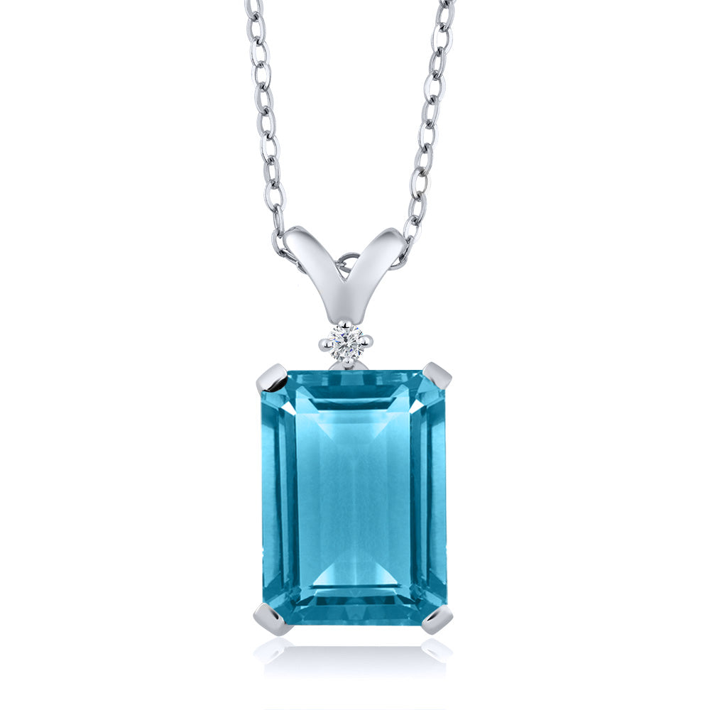 Swiss Blue Topaz - November_Pendant in 925 Sterling Silver