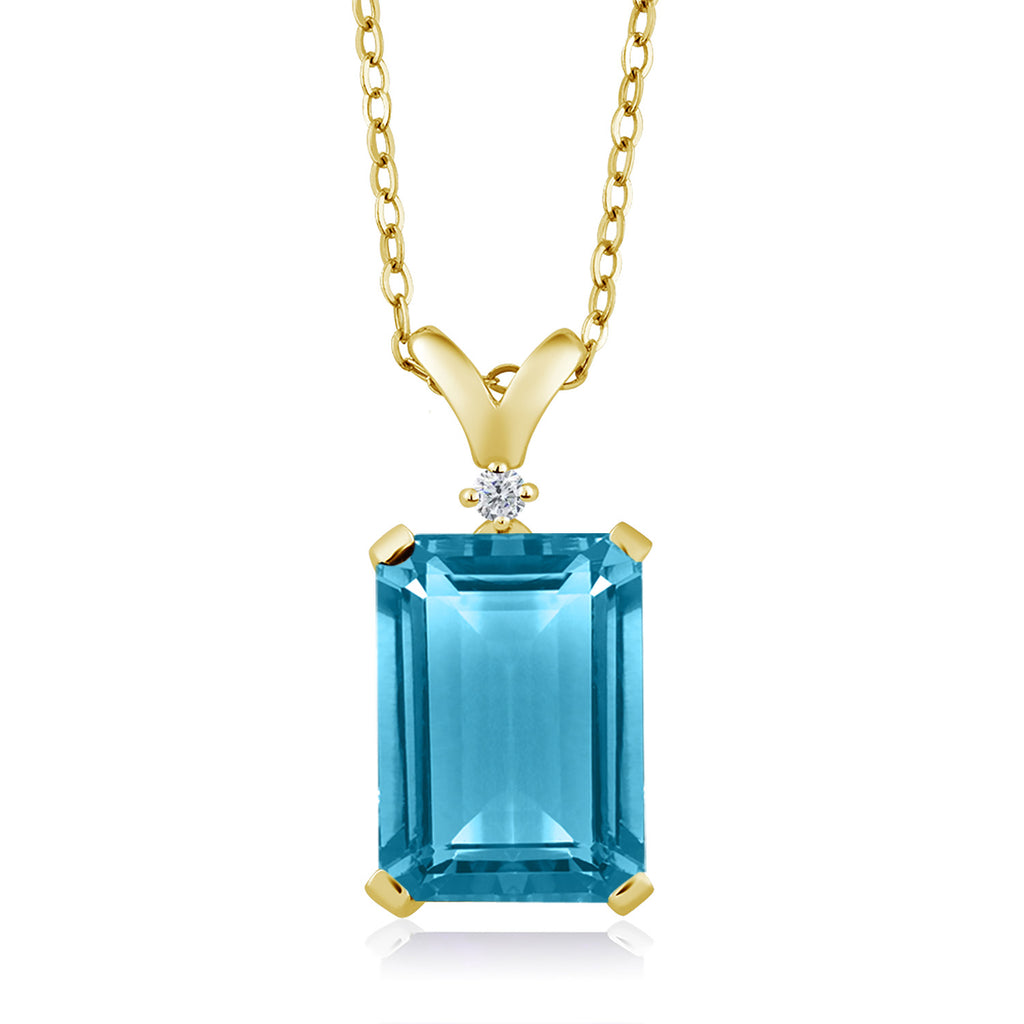 Swiss Blue Topaz - November_Pendant in 925 Yellow Gold Plated Silver