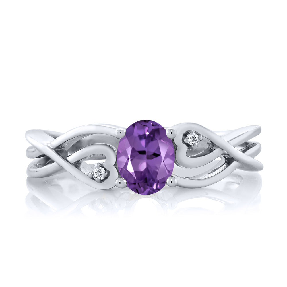Purple and White_5_Ring in 925 Sterling Silver