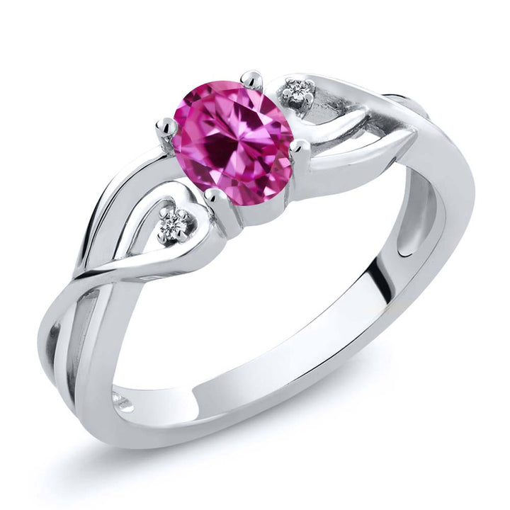 Pink Created Sapphire - September_5_Ring in 925 Sterling Silver