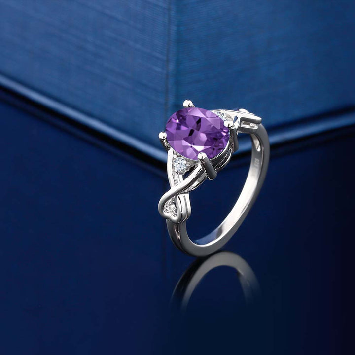 Purple and White_5_Ring in 925 Sterling Silver