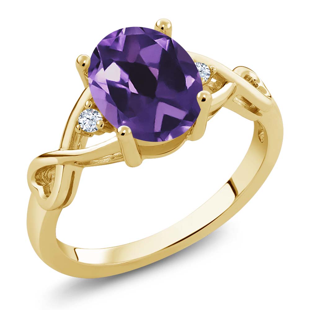 Amethyst - February_9_Ring in 925 Yellow Gold Plated Silver
