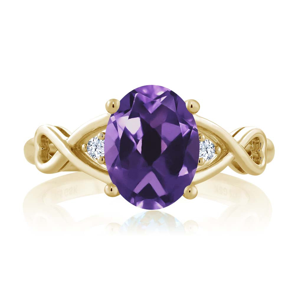 Amethyst - February_5_Ring in 925 Yellow Gold Plated Silver