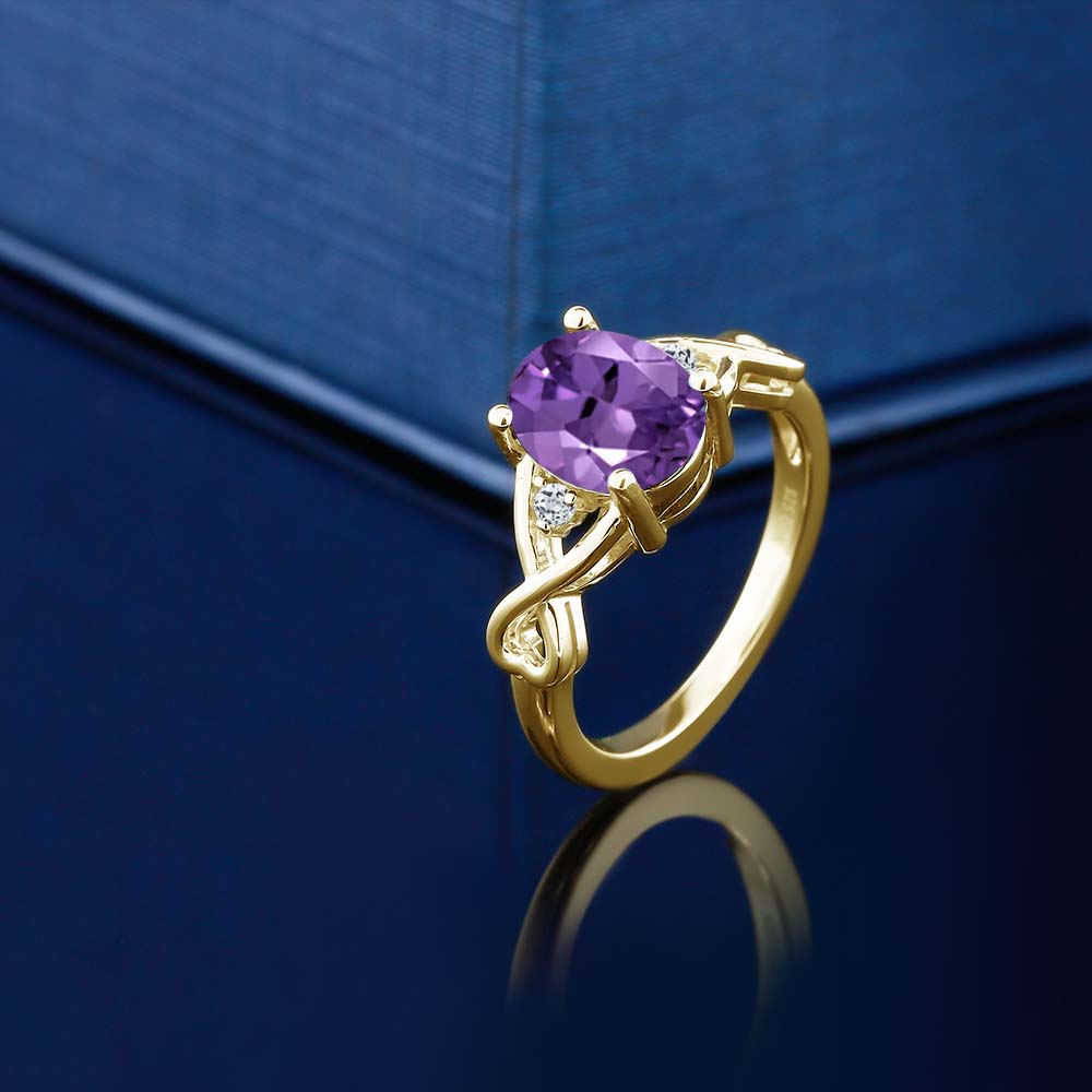 Amethyst - February_5_Ring in 925 Yellow Gold Plated Silver