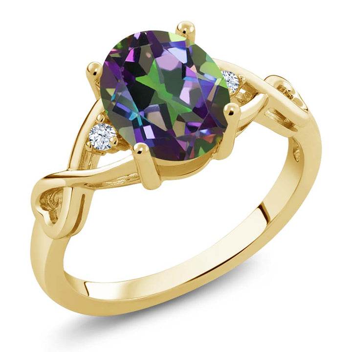 Green Mystic Topaz_5_Ring in 925 Yellow Gold Plated Silver