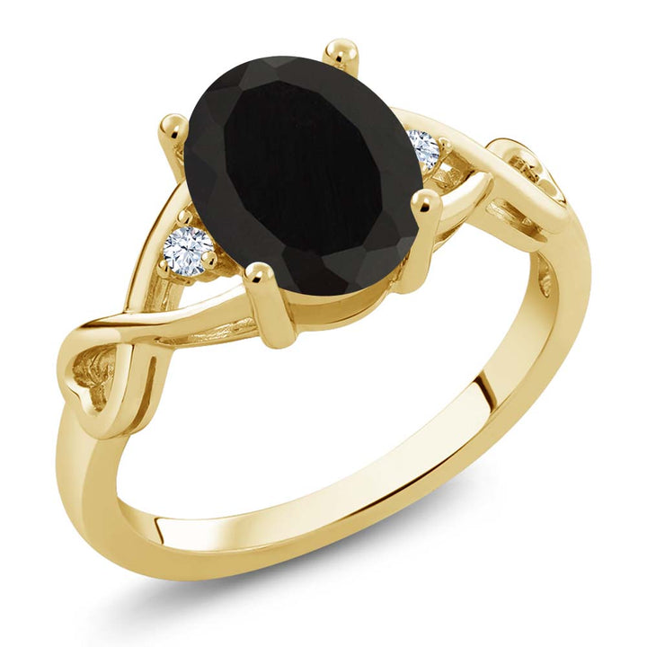 Onyx_5_Ring in 925 Yellow Gold Plated Silver