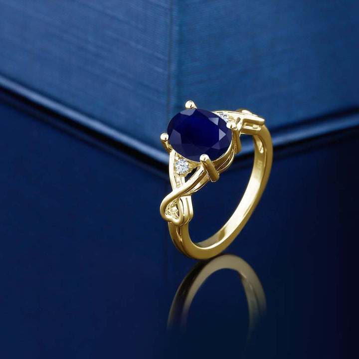 Blue Sapphire - September_5_Ring in 18K Yellow Gold Plated Silver