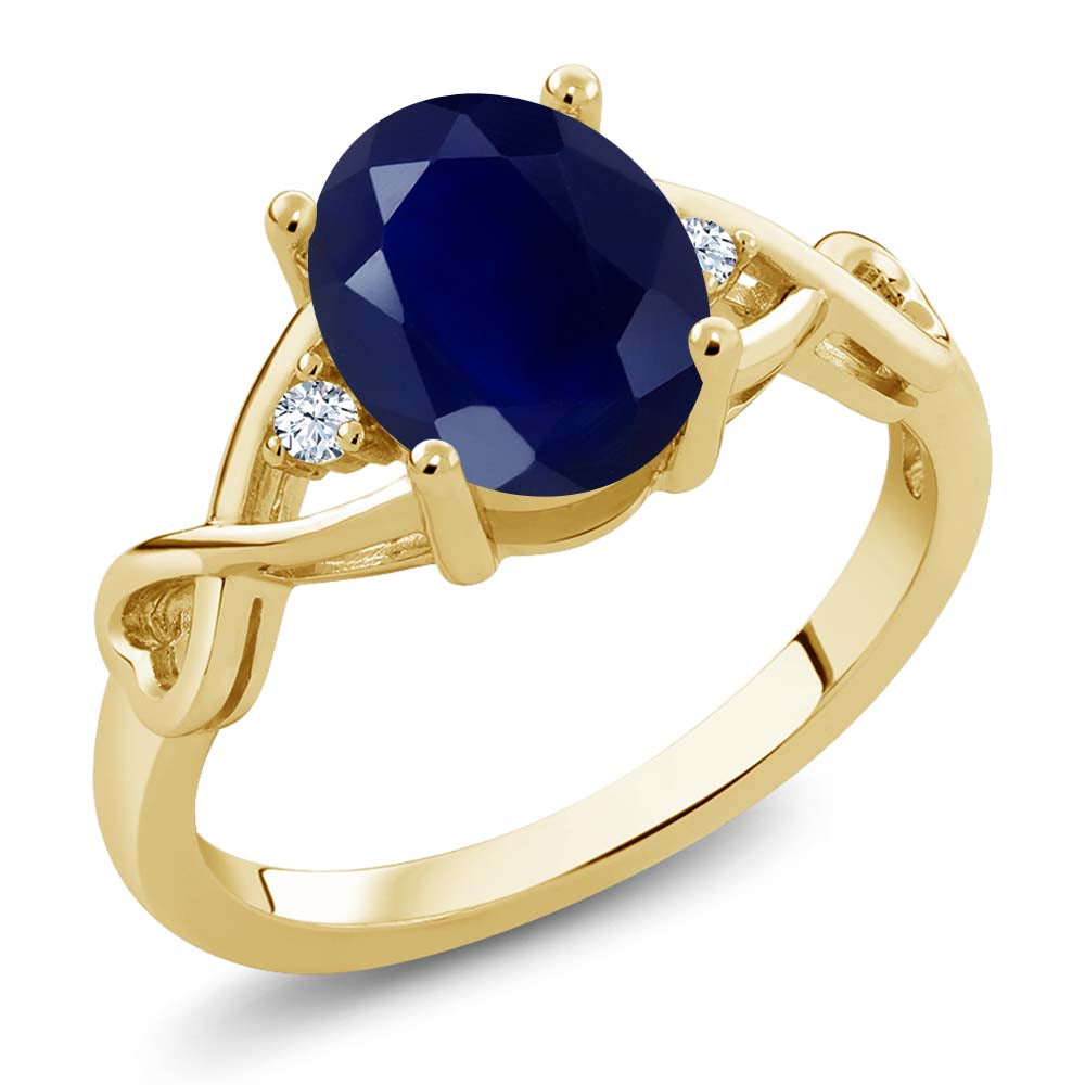 Blue Sapphire - September_6_Ring in 925 Yellow Gold Plated Silver