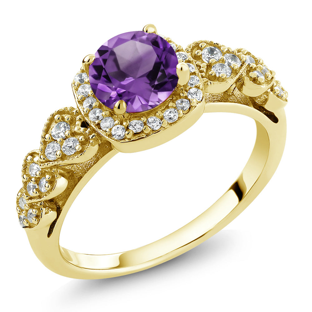 Amethyst - February_8_Ring in 925 Yellow Gold Plated Silver