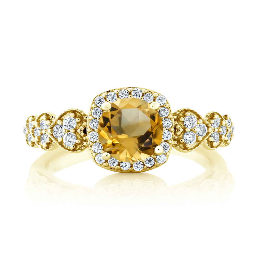 Citrine - November_6_Ring in 925 Yellow Gold Plated Silver