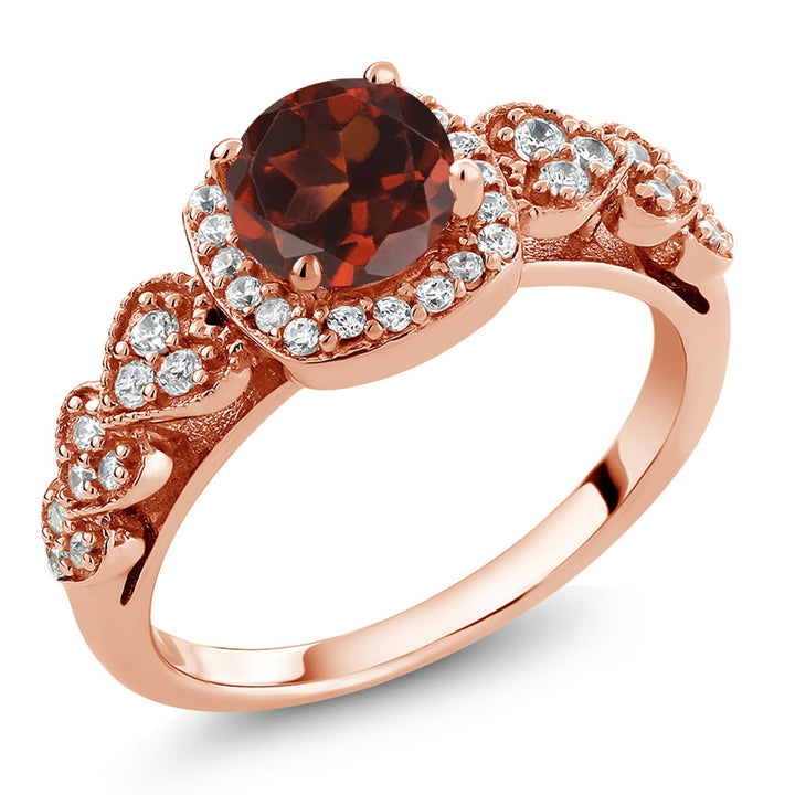 Garnet_5_Ring in 925 Rose Gold Plated Silver