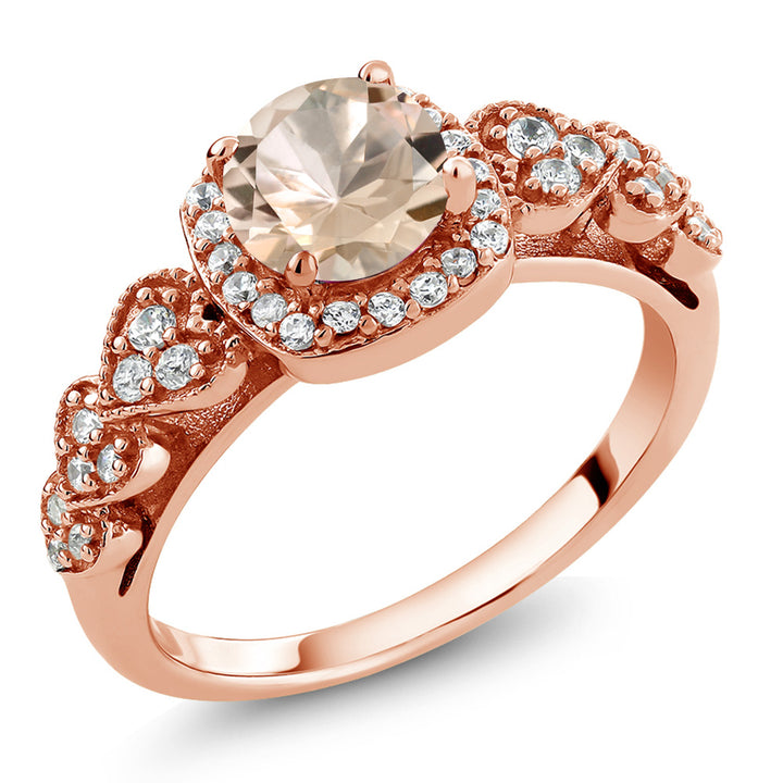 Morganite_5_Ring in 925 Rose Gold Plated Silver