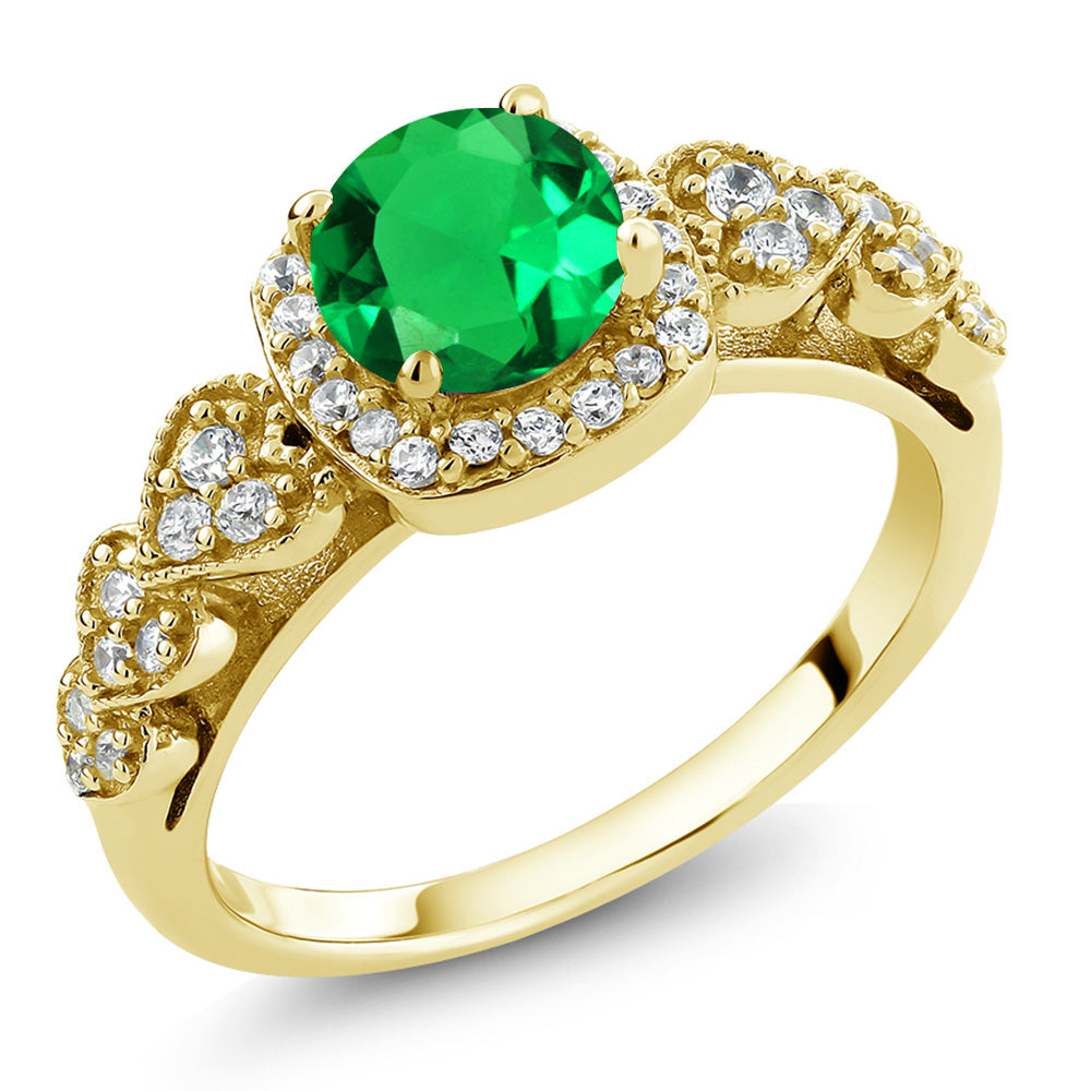 Nano Emerald - May_8_Ring in 925 Yellow Gold Plated Silver