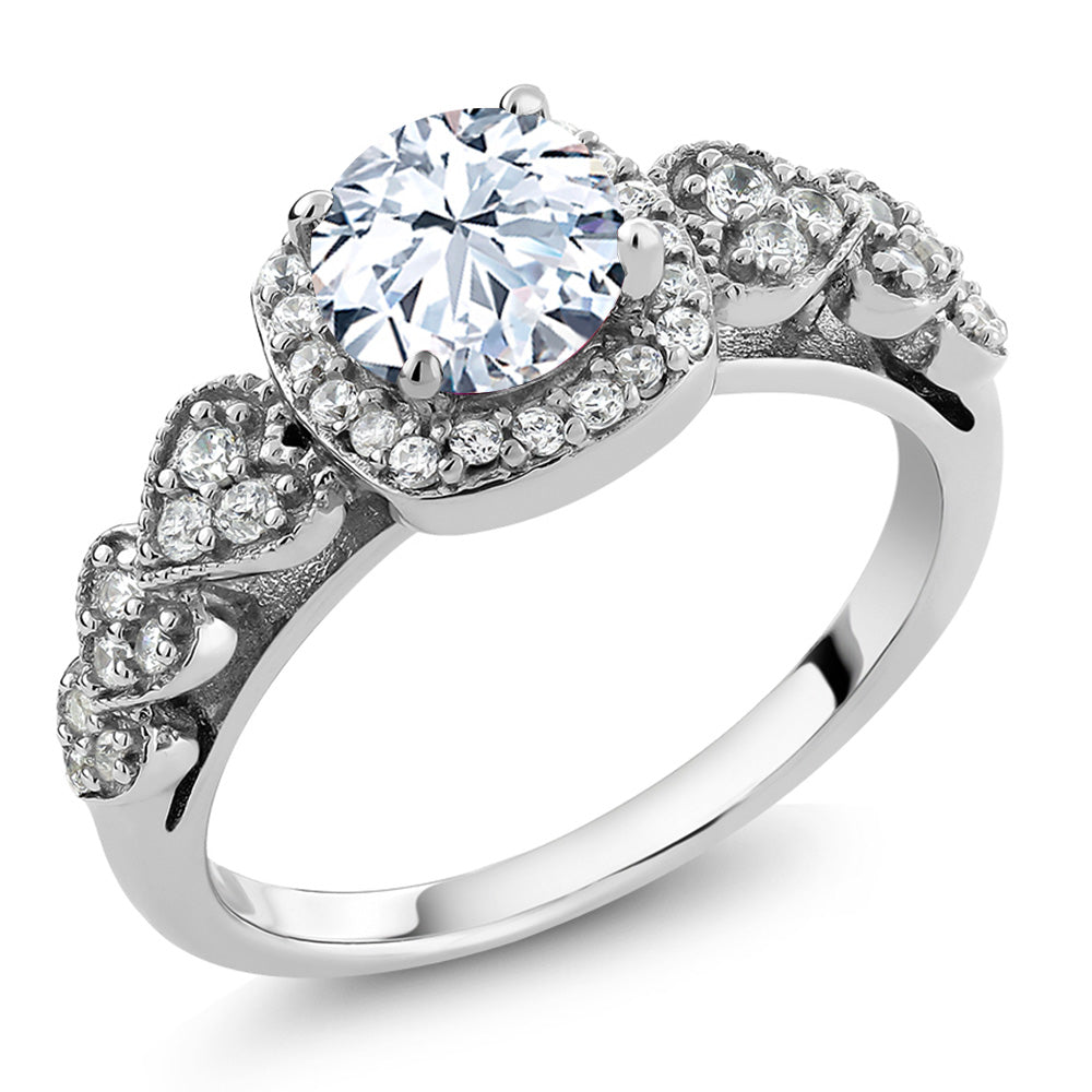 White Created Sapphire - September_9_Ring in 925 Sterling Silver