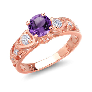 Amethyst_5_Ring in 925 Rose Gold Plated Silver