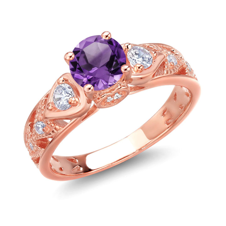 Amethyst_5_Ring in 925 Rose Gold Plated Silver