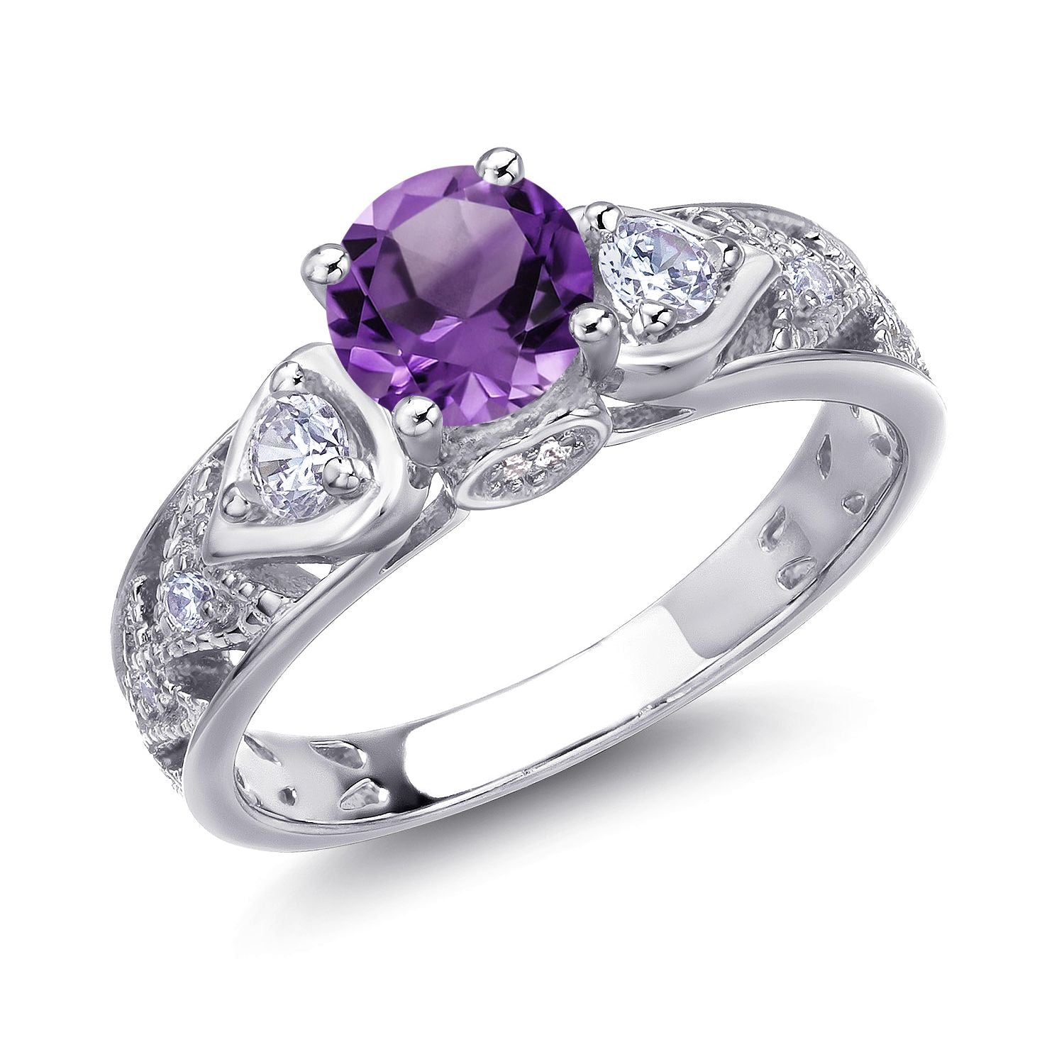 Amethyst and Zirconia_Ring in 925 Sterling Silver