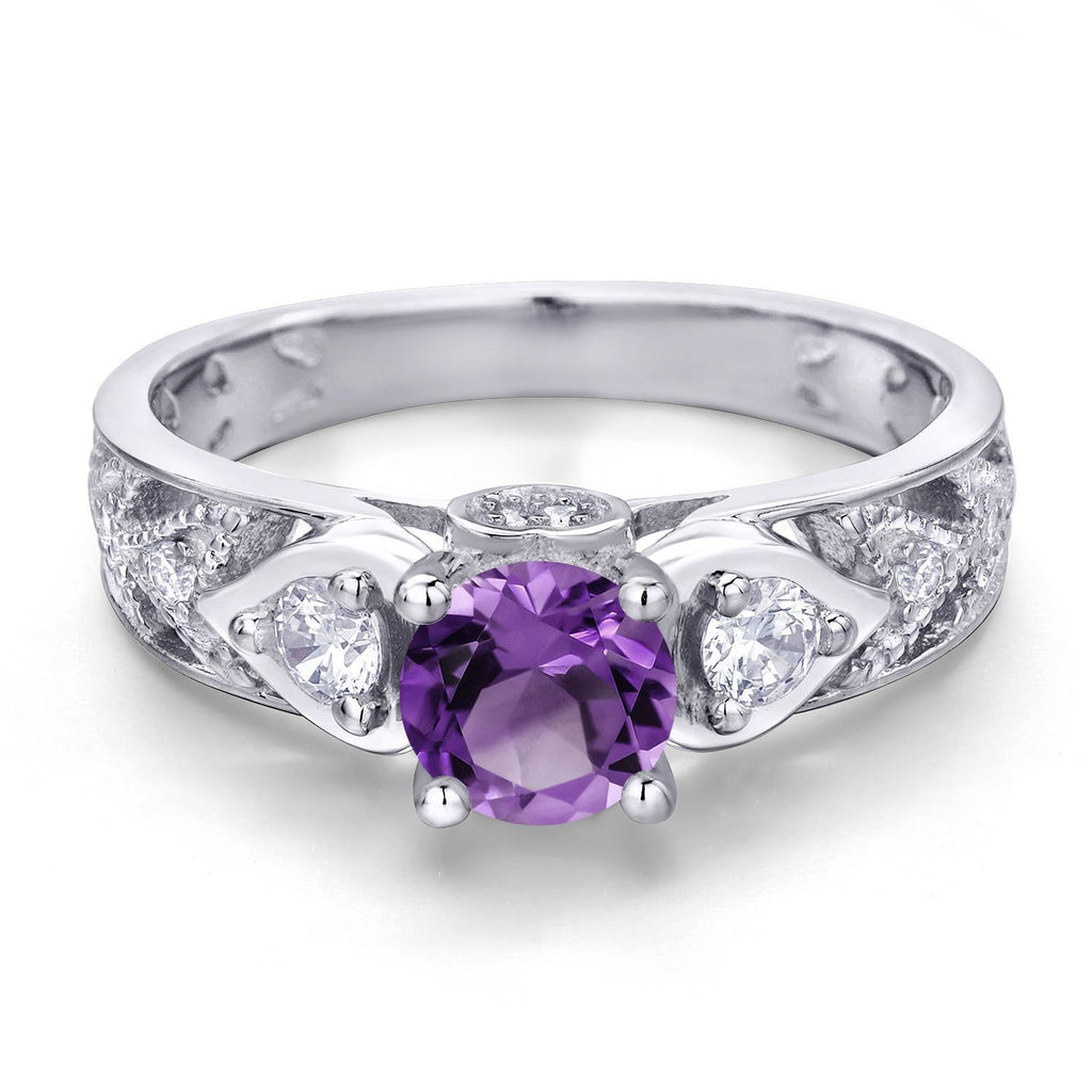 Amethyst and Zirconia_Ring in 925 Sterling Silver