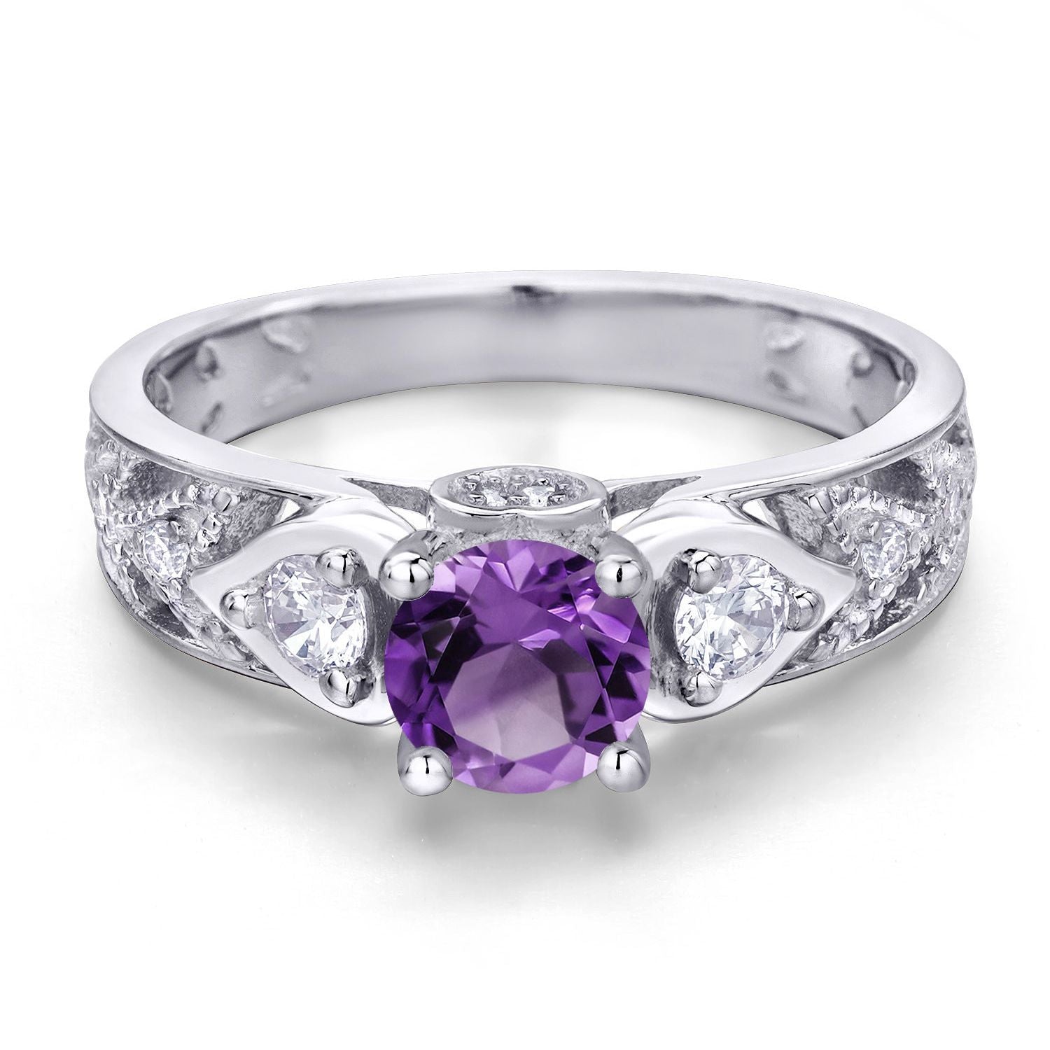 Amethyst and Zirconia_Ring in 925 Sterling Silver