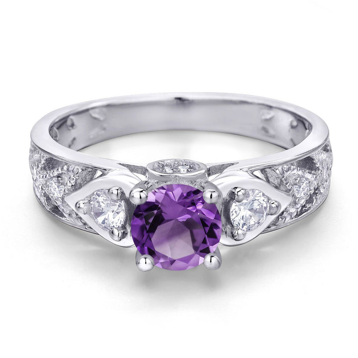 Amethyst and Zirconia_Ring in 925 Sterling Silver