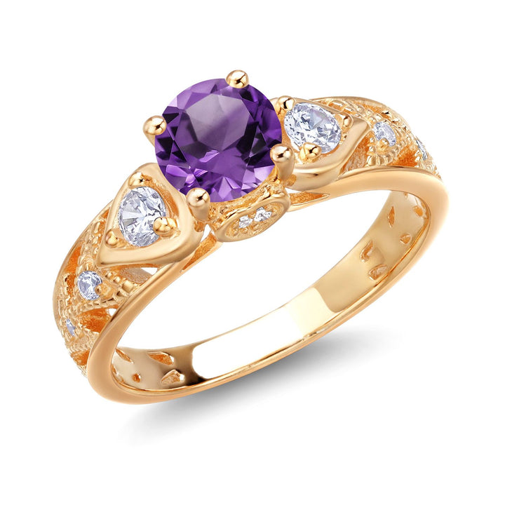 Amethyst - February_5_Ring in 925 Yellow Gold Plated Silver