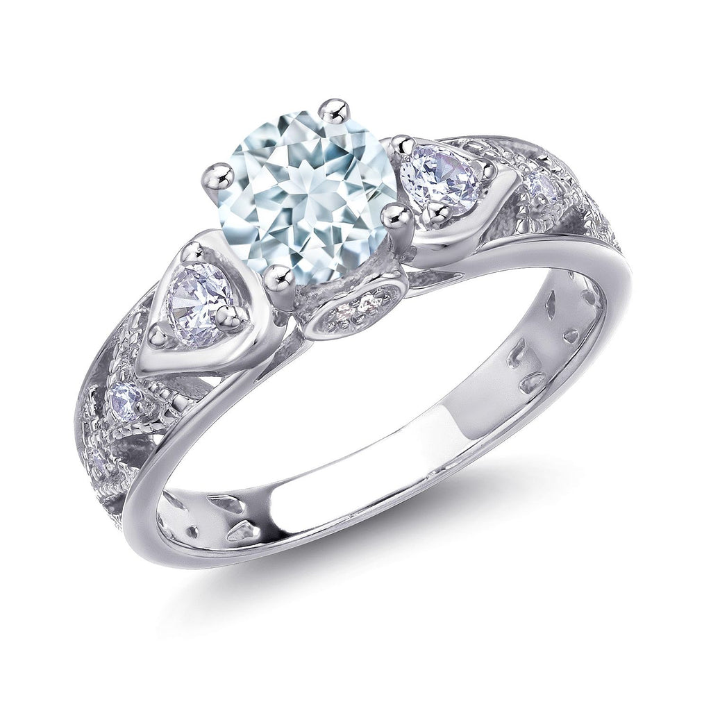 Aquamarine - March_5_Ring in 925 Sterling Silver