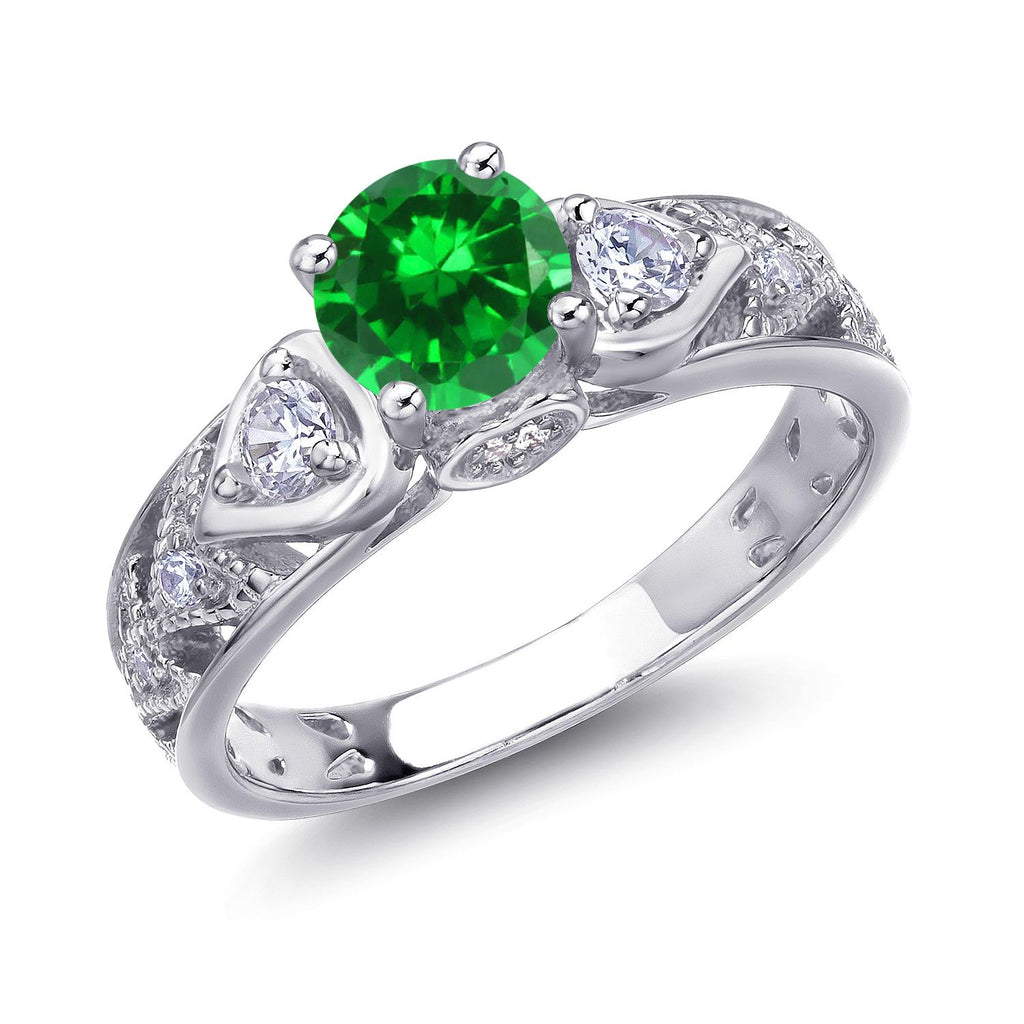 Simulated Emerald - May_6_Ring in 925 Sterling Silver