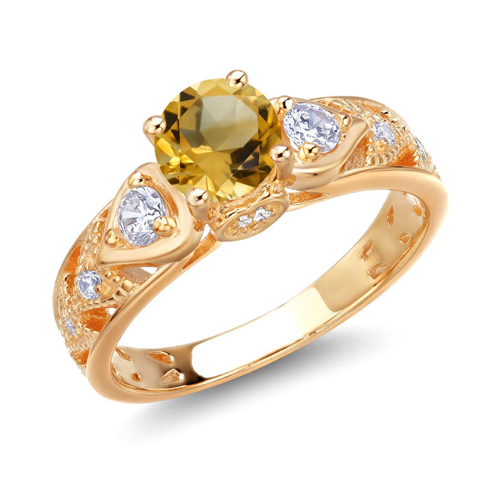 Citrine_5_Ring in 925 Yellow Gold Plated Silver