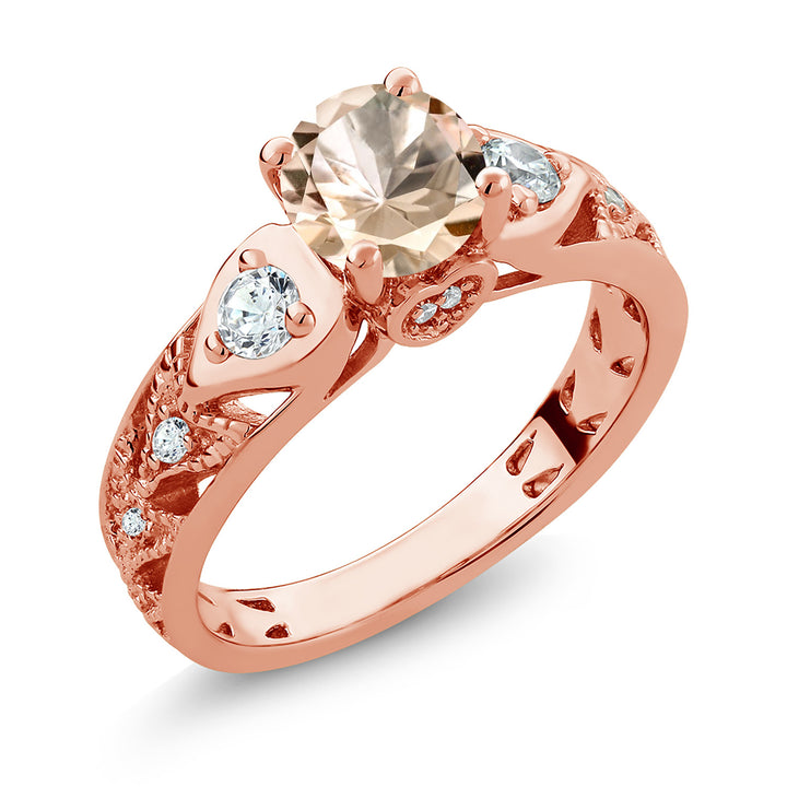 Morganite_5_Ring in 925 Rose Gold Plated Silver