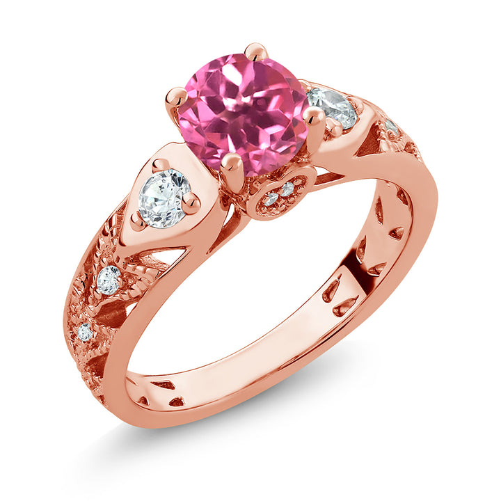 Pink Mystic Topaz_5_Ring in 925 Rose Gold Plated Silver