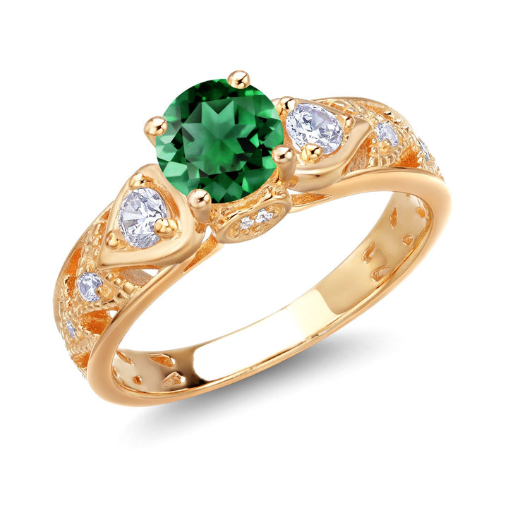 Nano Emerald - May_5_Ring in 925 Yellow Gold Plated Silver