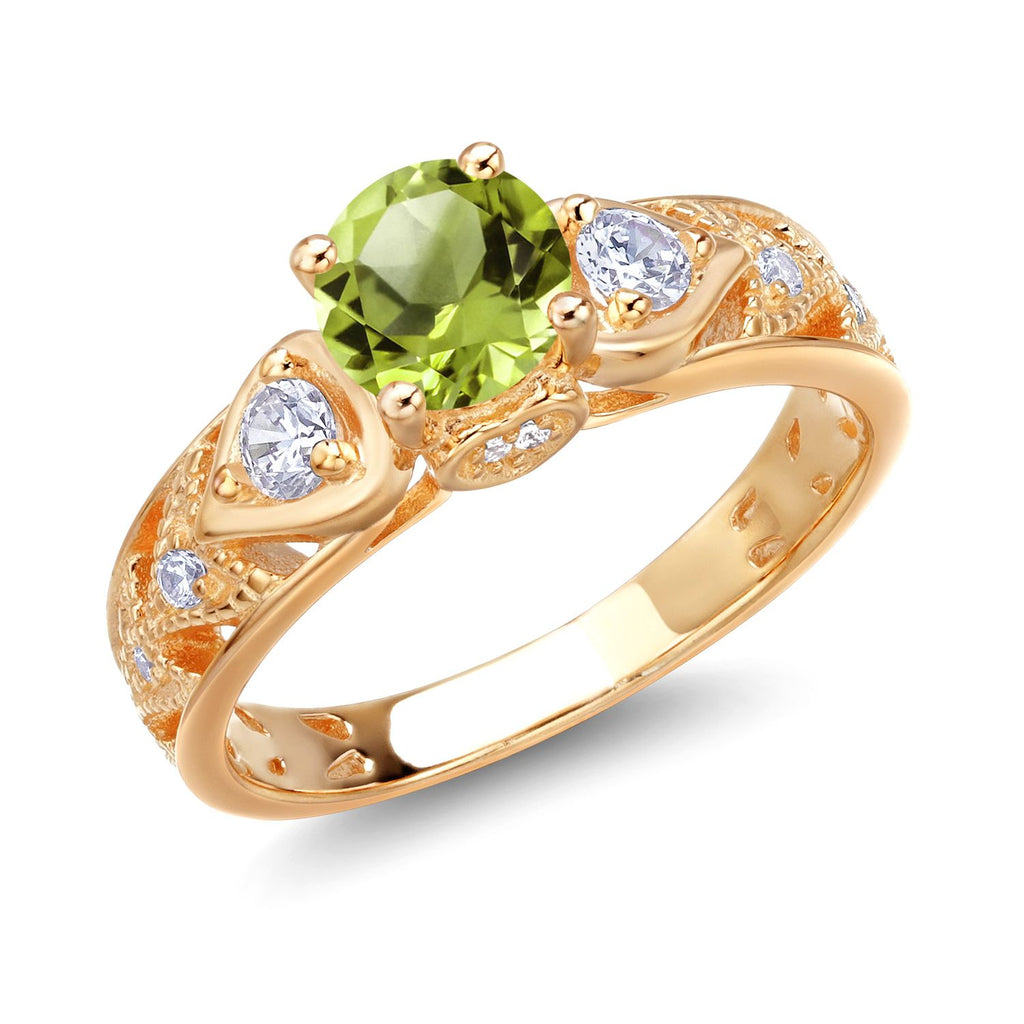 Peridot_5_Ring in 925 Yellow Gold Plated Silver