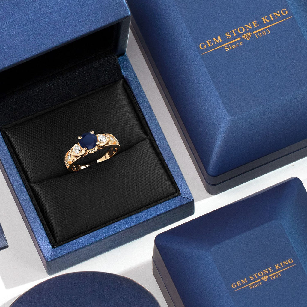 Sapphire and Zirconia_Ring in 925 Yellow Gold Plated Silver