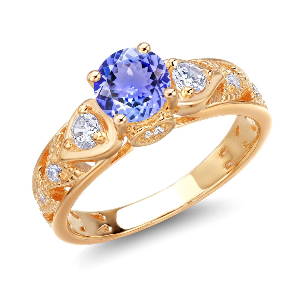 Tanzanite_6_Ring in 925 Yellow Gold Plated Silver