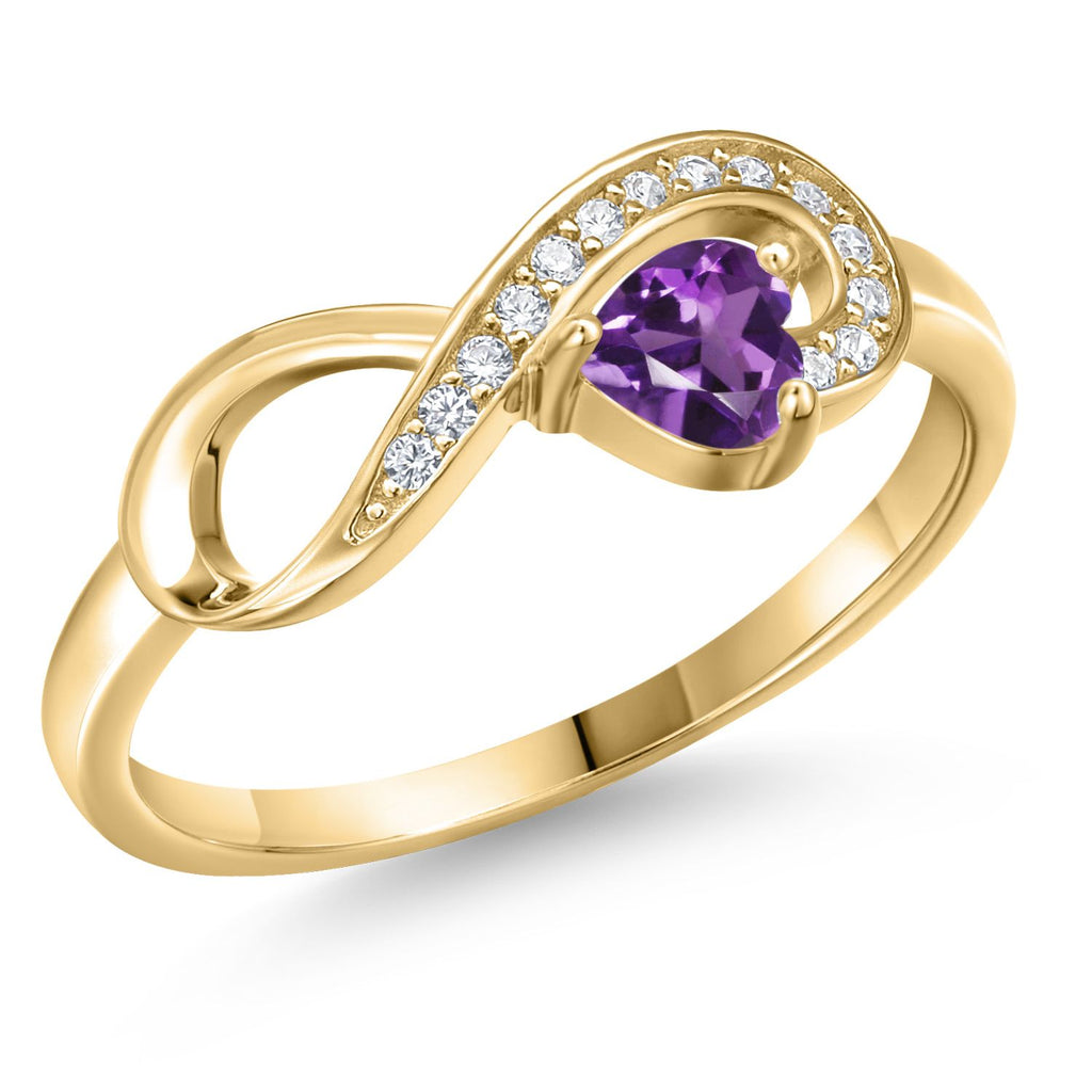 Amethyst - February_6_Ring in 925 Yellow Gold Plated Silver