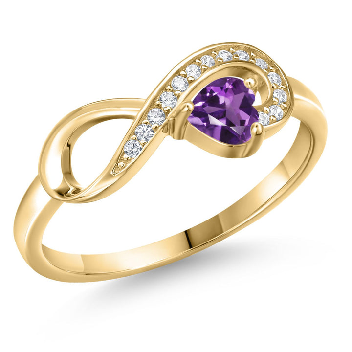 Amethyst - February_9_Ring in 925 Yellow Gold Plated Silver