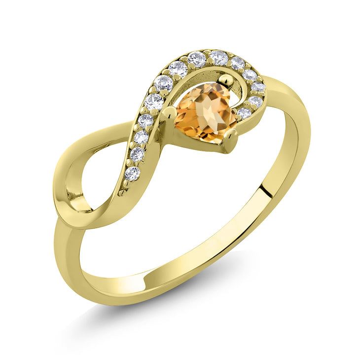 Citrine - November_5_Ring in 925 Yellow Gold Plated Silver