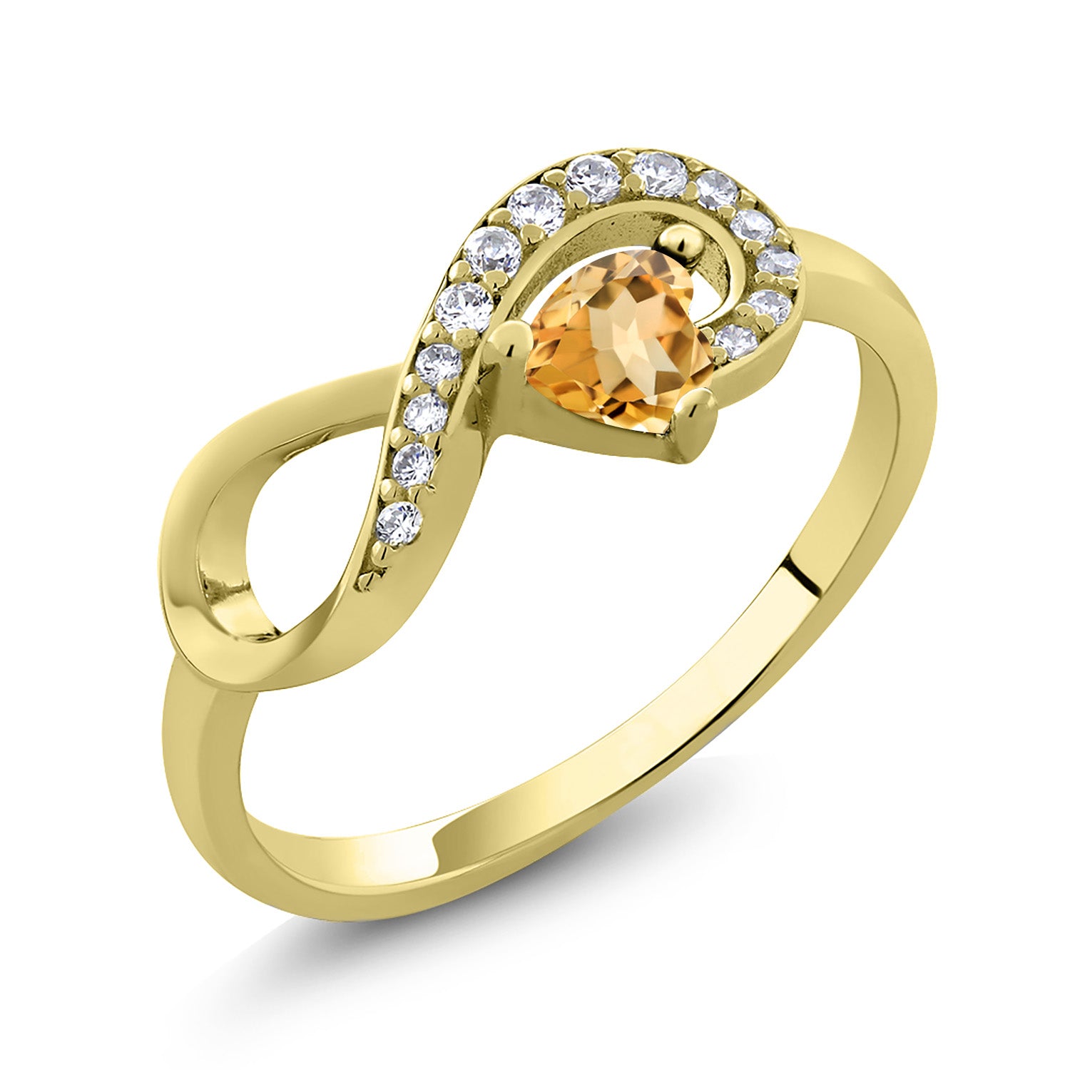 Citrine - November_8_Ring in 925 Yellow Gold Plated Silver