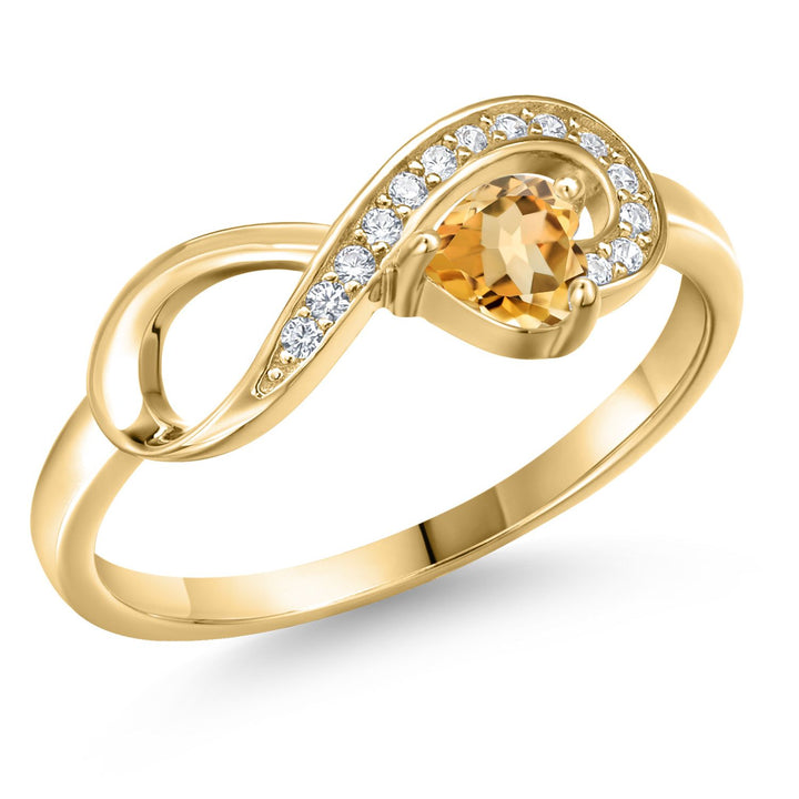 Citrine - November_5_Ring in 925 Yellow Gold Plated Silver