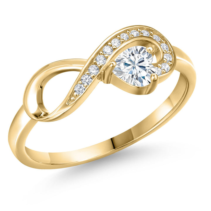 Moissanite - April_5_Ring in 925 Yellow Gold Plated Silver
