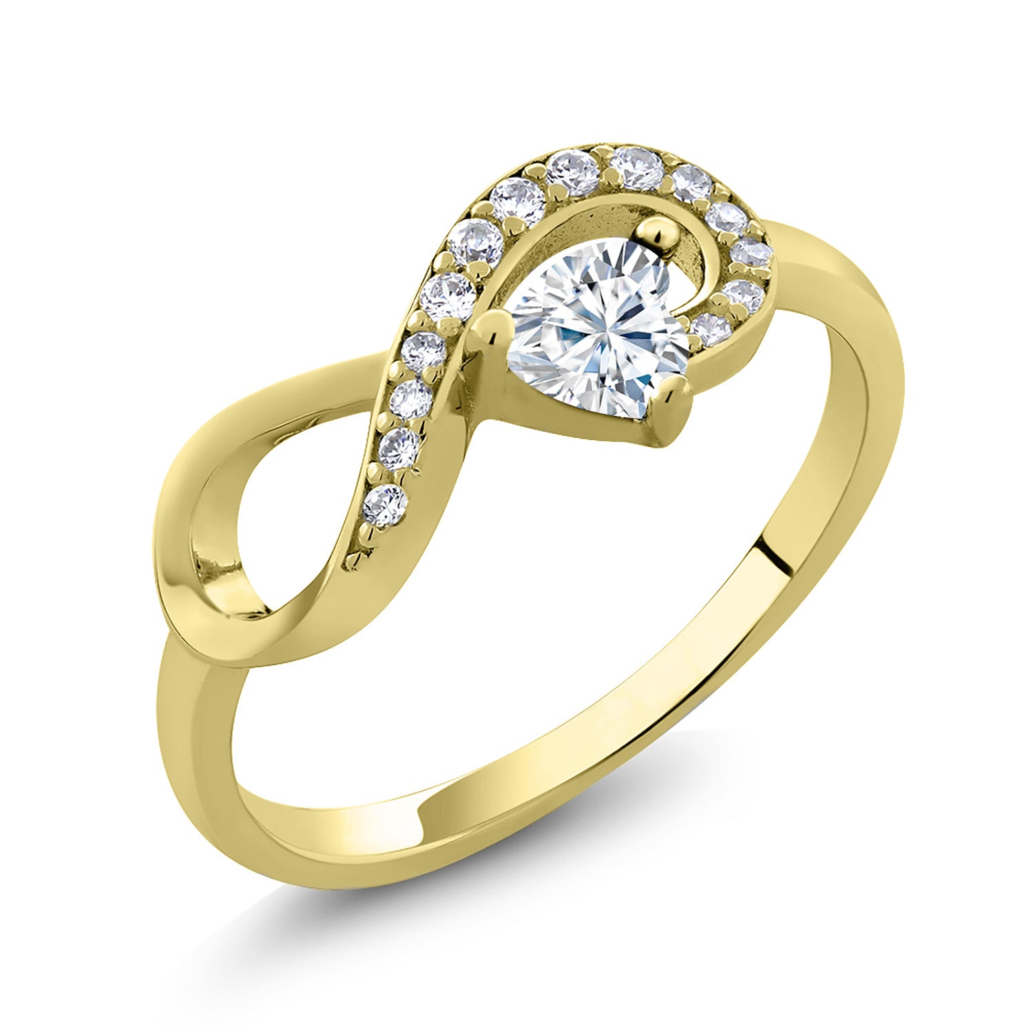 Moissanite - April_6_Ring in 925 Yellow Gold Plated Silver