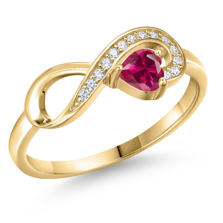 Created Ruby - July_5_Ring in 925 Yellow Gold Plated Silver