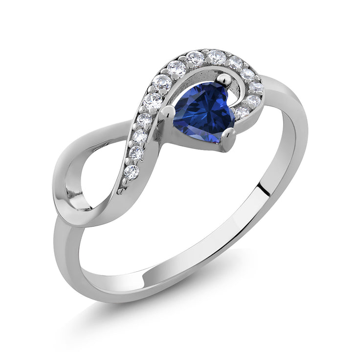 Blue Created Sapphire - September_5_Ring in 925 Sterling Silver