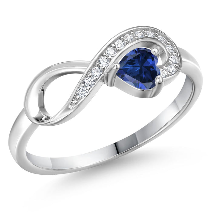 Blue Created Sapphire - September_5_Ring in 925 Sterling Silver