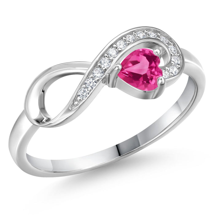 Pink Created Sapphire - September_5_Ring in 925 Sterling Silver