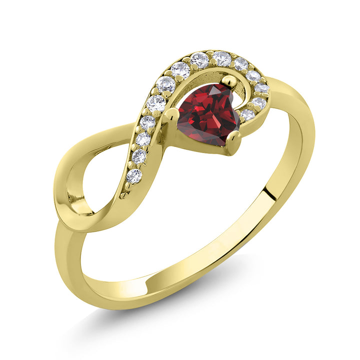 Garnet - January_5_Ring in 925 Yellow Gold Plated Silver